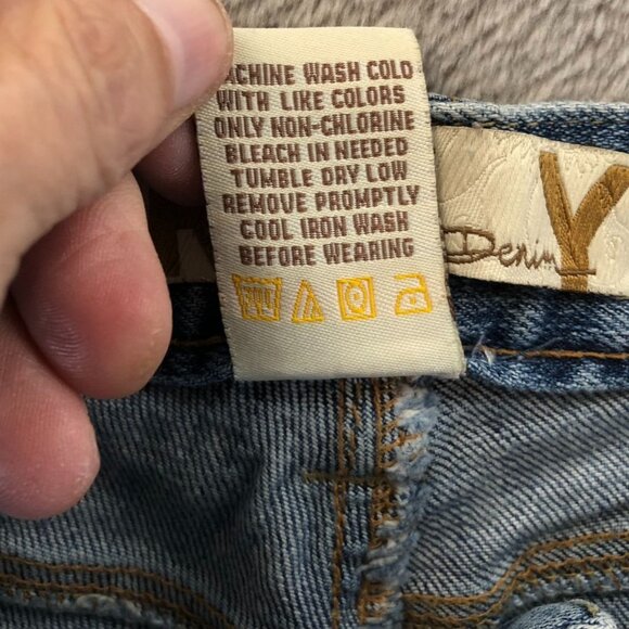 Roxy Womens Jean Shorts Size 3 Embroidered Blue Denim Cuffed Casual Stretch Y2K - Picture 8 of 14